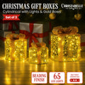 Christabelle Christmas Gift Box Set 3 Gold LED Lights Bows