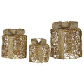 Christabelle Christmas Gift Box Set 3 Gold LED Lights Bows