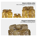 Christabelle Christmas Gift Box Set 3 Gold LED Lights Bows