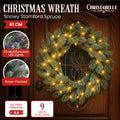 Christabelle 61cm Christmas Wreath Snowy Spruce Coloured LED