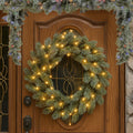 Christabelle 61cm Christmas Wreath Snowy Spruce Coloured LED