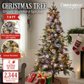 National Tree 7.5ft Snowy Stamford Spruce Christmas Tree LED Lights