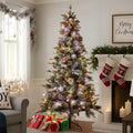 National Tree 7.5ft Snowy Stamford Spruce Christmas Tree LED Lights