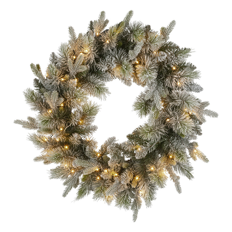 Christabelle 76cm Snowy Christmas Wreath LED Lights Stamford Spruce