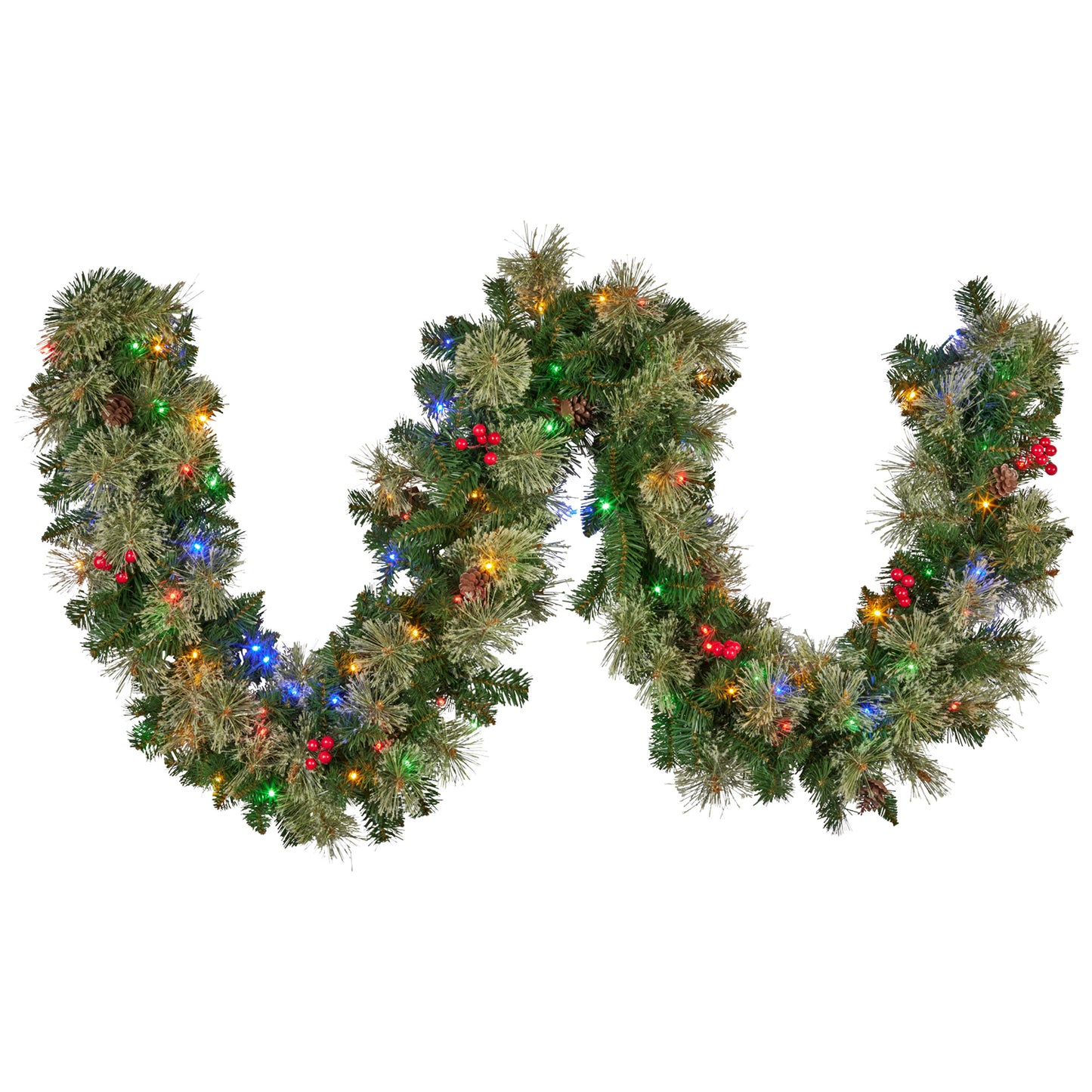 Christabelle 2.74m Christmas Garland with LED Lights Berries Pine Cones Multicolour Tree Decoration Ornament