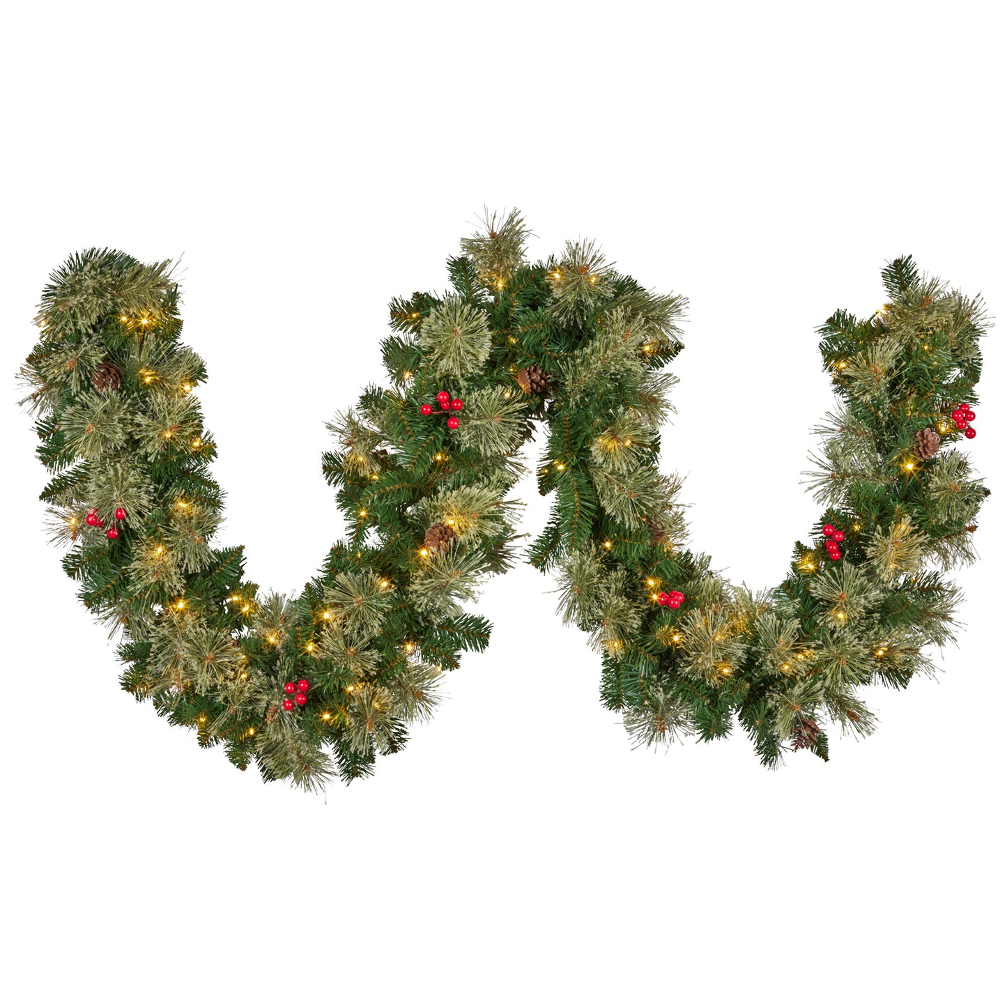 Christabelle 2.74m Christmas Garland with LED Lights Berries Pine Cones Multicolour Tree Decoration Ornament