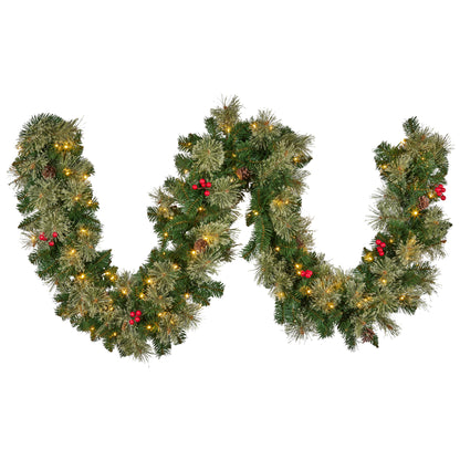 Christabelle 2.74m Christmas Garland with LED Lights Berries Pine Cones Multicolour Tree Decoration Ornament