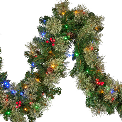 Christabelle 2.74m Christmas Garland with LED Lights Berries Pine Cones Multicolour Tree Decoration Ornament