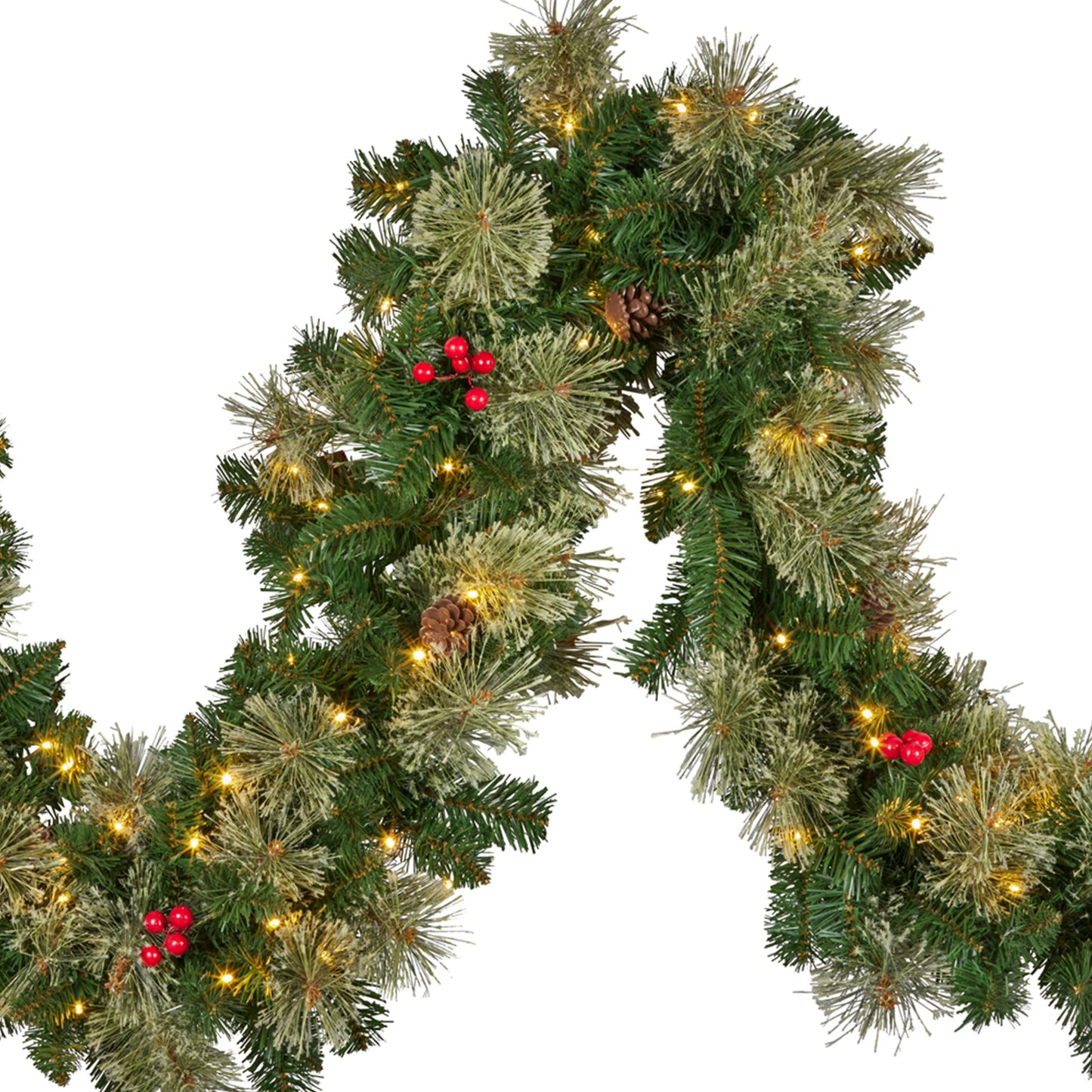 Christabelle 2.74m Christmas Garland with LED Lights Berries Pine Cones Multicolour Tree Decoration Ornament