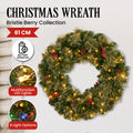 Christabelle 61cm Christmas Wreath LED Lights Berry Bristle