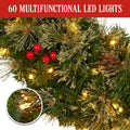 Christabelle 61cm Christmas Wreath LED Lights Berry Bristle
