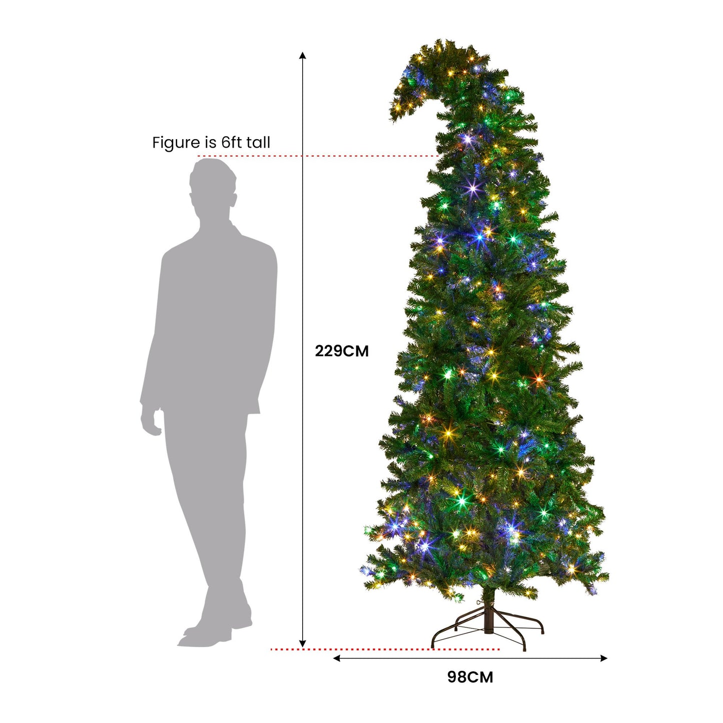 Christabelle Bad Santa 2.3m Curved Multicolour Pre-Lit Christmas Tree with 1240 Tips