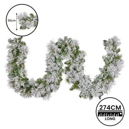 Christabelle 274cm Majestic Snow Prelit Christmas Garland