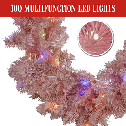 Christabelle 274cm Pretty In Pink Christmas Garland With Led Lights
