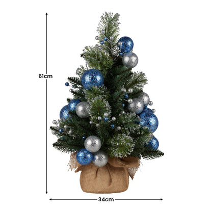 Christabelle 61cm Blue Collection Pre-Lit Tabletop Christmas Tree