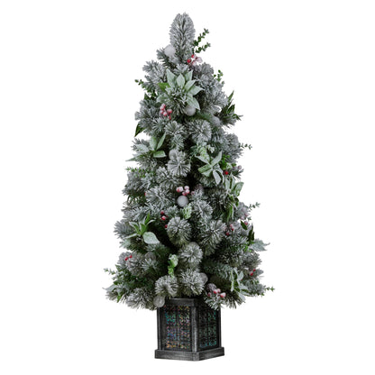 Christabelle Snowy Crown Pine Potted Christmas Tree 1.2m Multicolour Pre-Lit with Snowball Lights