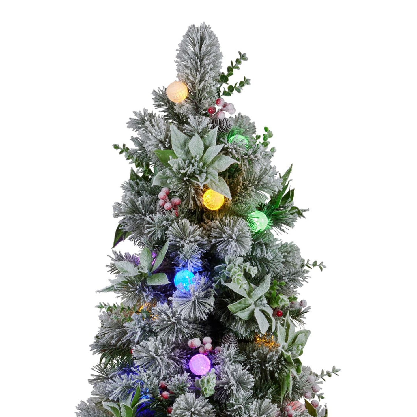 Christabelle Snowy Crown Pine Potted Christmas Tree 1.2m Multicolour Pre-Lit with Snowball Lights