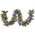 Swishmas 274cm Pre-Lit Multicolour Christmas Garland Snowy Crown Pine