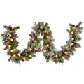 Swishmas 274cm Pre-Lit Multicolour Christmas Garland Snowy Crown Pine