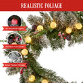 Swishmas 274cm Pre-Lit Multicolour Christmas Garland Snowy Crown Pine