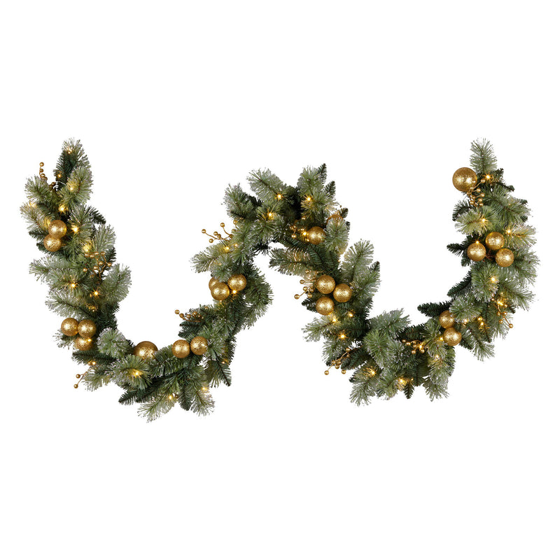 Christabelle 2.7m Christmas Garland Gold Baubles LED Lights