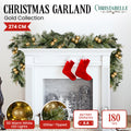 Christabelle 2.7m Christmas Garland Gold Baubles LED Lights