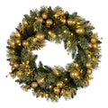 Christabelle 61cm Christmas Wreath LED Lights Golden Baubles