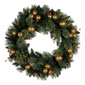 Christabelle 61cm Christmas Wreath LED Lights Golden Baubles