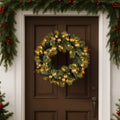 Christabelle 61cm Christmas Wreath LED Lights Golden Baubles