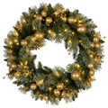 Christabelle 76cm Christmas Wreath LED Lights Golden Baubles