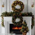 Christabelle 76cm Christmas Wreath LED Lights Golden Baubles