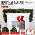 Christabelle 2.7m Christmas Garland LED Lights Gold Pine Mantle