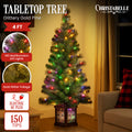Christabelle 4ft Christmas Tree Gold LED Multi Lights Glitter Pine