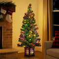 Christabelle 4ft Christmas Tree Gold LED Multi Lights Glitter Pine
