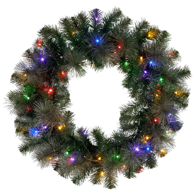 Christabelle 61cm Christmas Wreath LED Lights Gold Pine