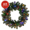 Christabelle 61cm Christmas Wreath LED Lights Gold Pine