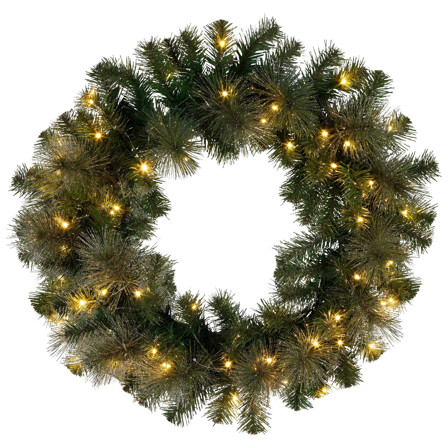 Christabelle 61cm Christmas Wreath with LED Lights Glittery Gold Pine re-Lit Front Door Decoration Ornament