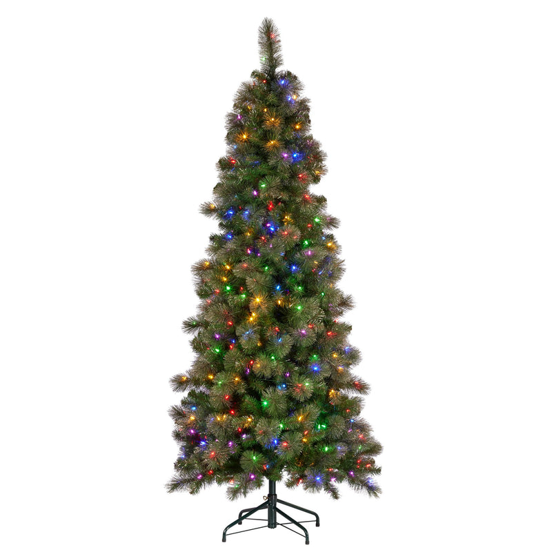Christabelle 7.5ft Slim Christmas Tree Gold LED Lights Glitter