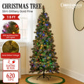 Christabelle 7.5ft Slim Christmas Tree Gold LED Lights Glitter