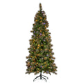 Christabelle 7.5ft Slim Christmas Tree Gold LED Lights Glitter