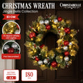 Christabelle 61cm Christmas Wreath LED Lights Red Silver Baubles