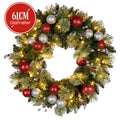 Christabelle 61cm Christmas Wreath LED Lights Red Silver Baubles