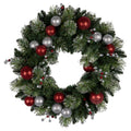 Christabelle 61cm Christmas Wreath LED Lights Red Silver Baubles
