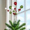 Christabelle Christmas Tree Topper Baubles Glitter Ornament Red