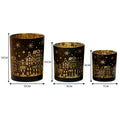 Christabelle Christmas Candle Jar Set 3 Black Gold Holiday Holder