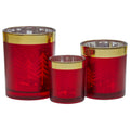 Christabelle Christmas Candle Jar Set 3 Red Gold Holiday Holders