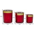 Christabelle Christmas Candle Jar Set 3 Red Gold Holiday Holders