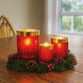 Christabelle Christmas Candle Jar Set 3 Red Gold Holiday Holders