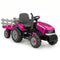 Case IH 12V Kids Ride On Tractor with Trailer 2 Speed Pink
