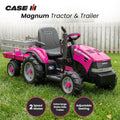 Case IH 12V Kids Ride On Tractor with Trailer 2 Speed Pink